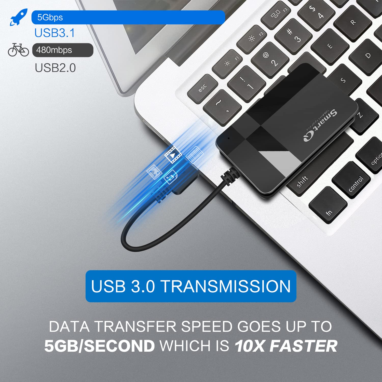 Smartq C368 Card Reader   Usb 3.0, Plug & Play For Apple And Windows. Supports Sd, Cf, Mmc Cards.
